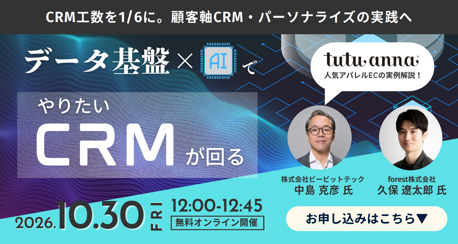 データ基盤 × AIで「やりたいCRMが回る」組織へ。CRM作業時間を1/6に圧縮した事例の裏側を解説！